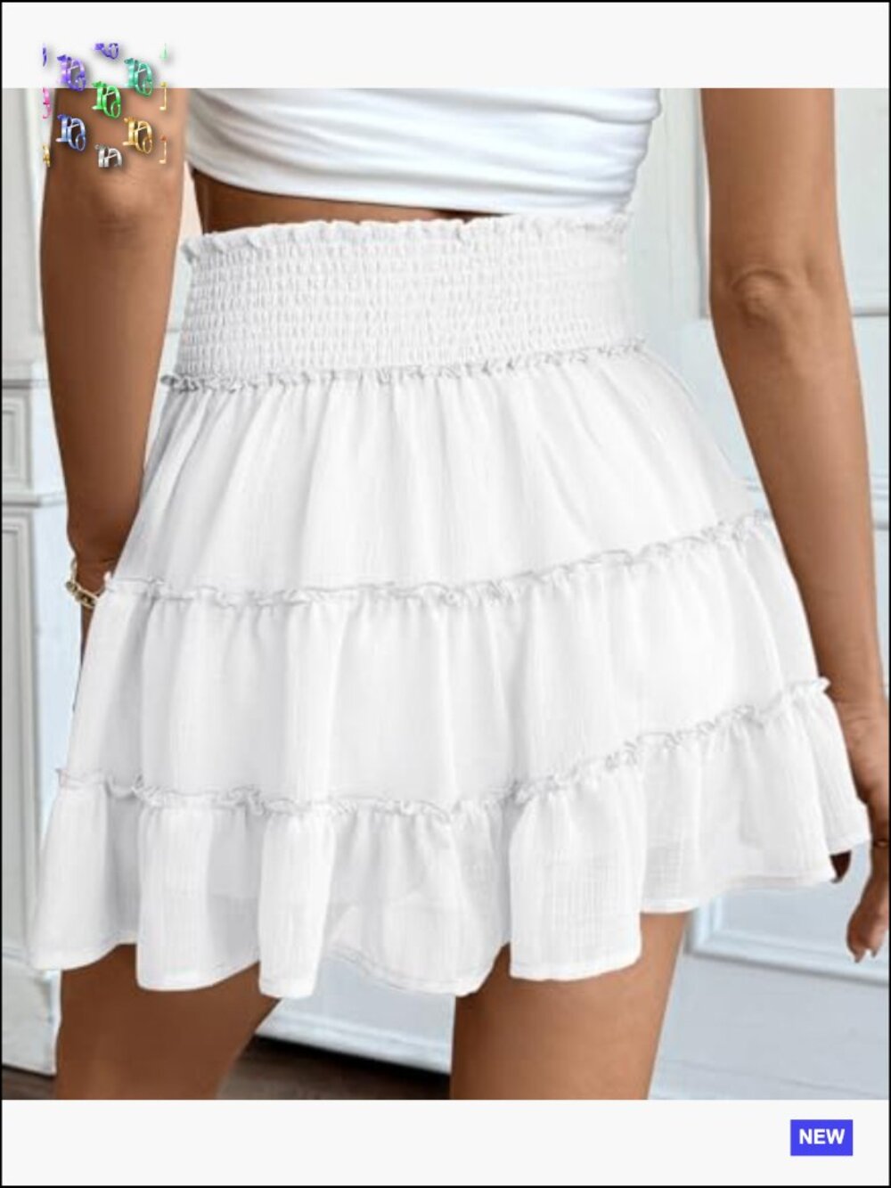 High Waist Ruffle Mini Skirt with Built-in Shorts A-Line Tennis Golf Skirt - Picture 2 of 6